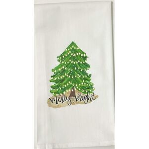 Merry and Bright Christmas Tree Holiday Kitchen Flour Sack Towel